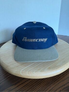 Vintage The Connection Co Snapback Hat Cameo Navy Gray Embroidered Logo Cap